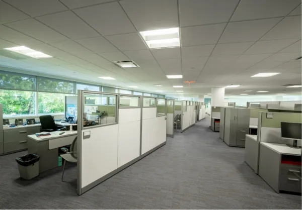Professionally cleaned office cubicles