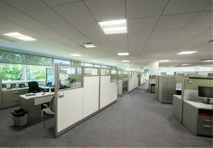 Professionally cleaned office cubicles