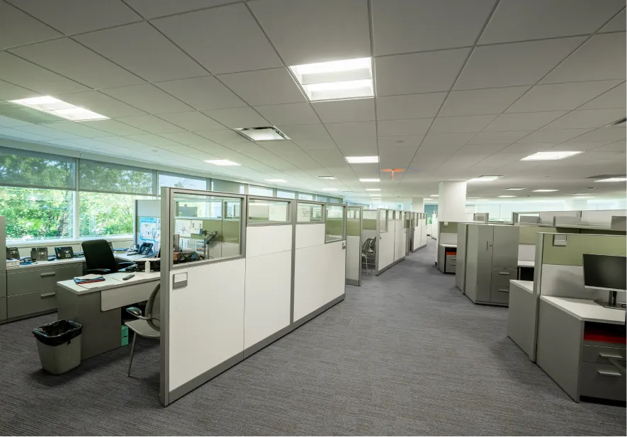 Professionally cleaned office cubicles