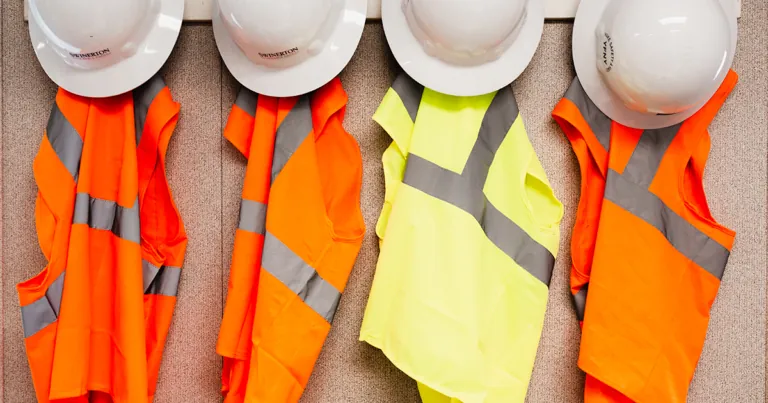 Hard hats and high-visibility safety vests