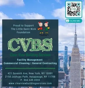 CVBS sponsorship sign supporting the Little Saint Nick Foundation